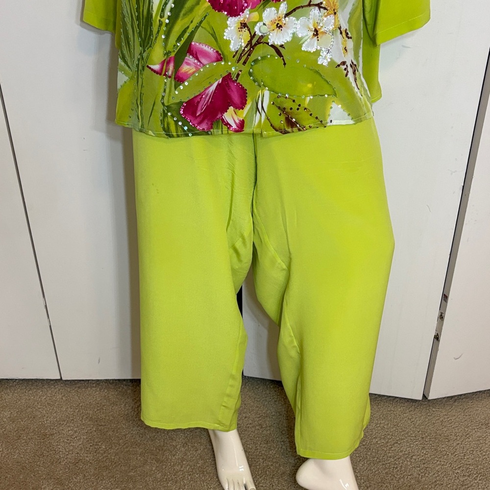 Diane Gilman Vintage 100% Silk Tiger Lily 2 Piece Pant Suit Set 3X - Picture 8 of 16